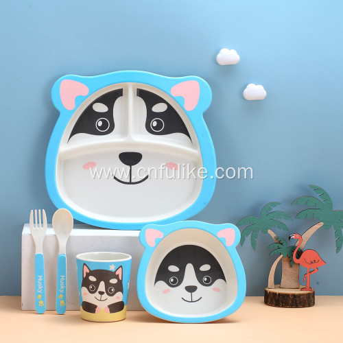 5PCS Children Bamboo Dinnerware Set